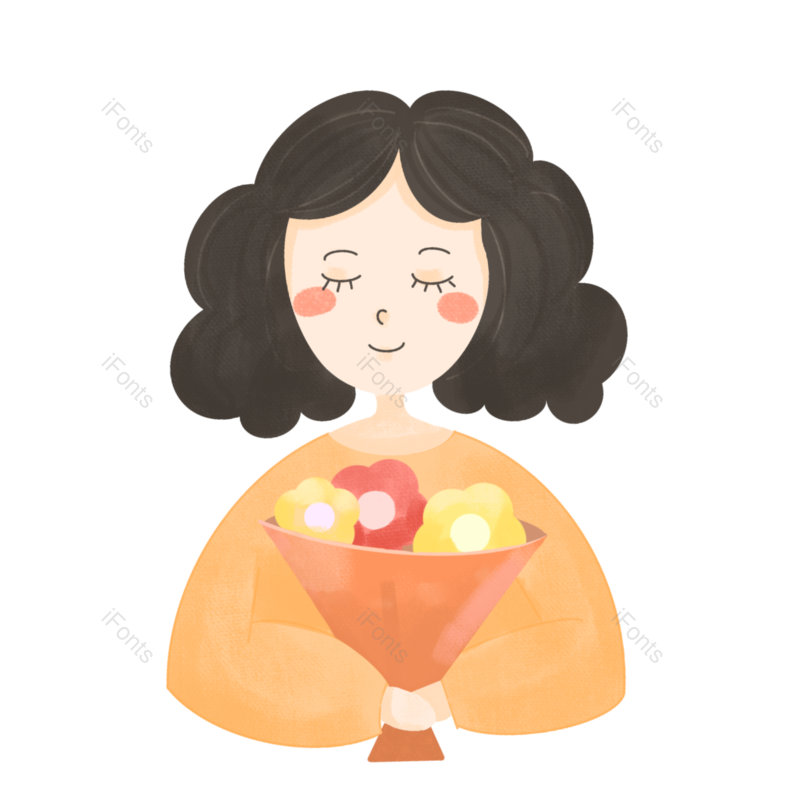 母亲节图片,花卉元素,鲜花PNG,橙色免抠素材